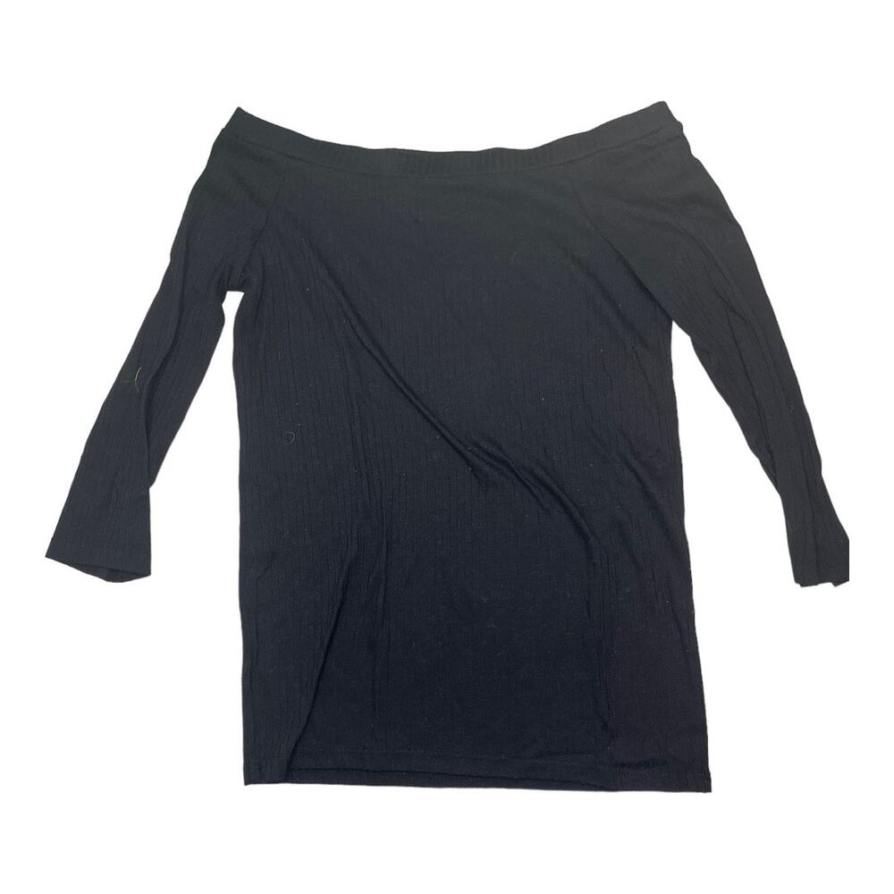 Zara Trafaluc collection black ribbed knit 1/2 sleeve small